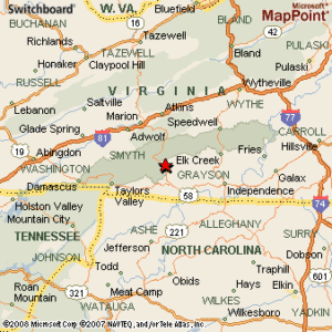map showing Troutdale Virginia